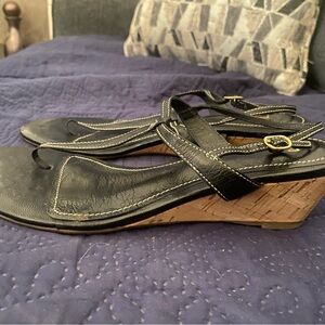 Elegant Black Wedge Sandals
